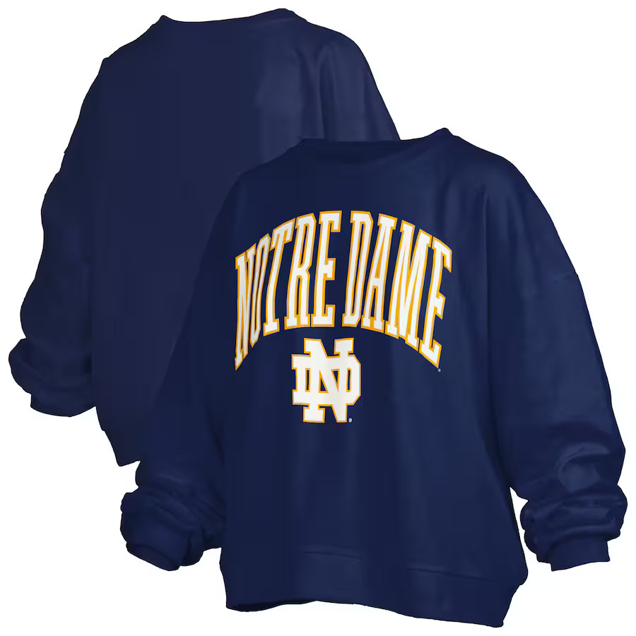 Notre Dame Fighting Irish Pressbox Women's Janise Arch Over Logo Waist Length Oversized Pullover ... | Fanatics