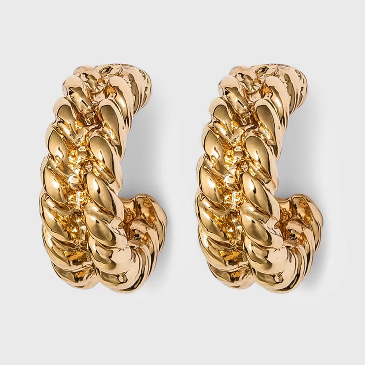 Golden hoop earrings pair well with a variety of casual and formal outfits | Target