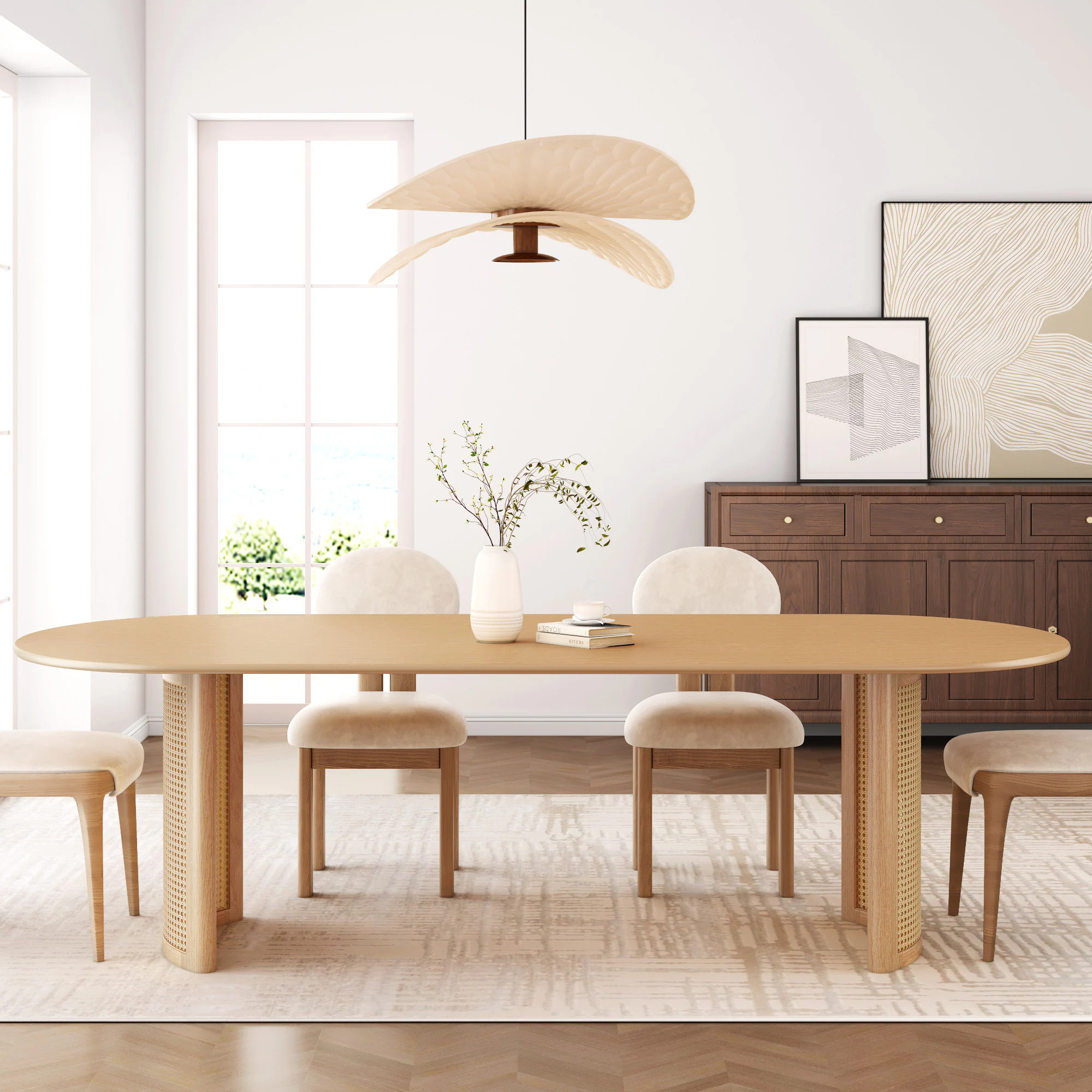Dovelina Solid Wood Modern Dining Table Kitchen Table with Fluted Base for 6 People one_size in Clear | LS0102-091518 | Lowe's