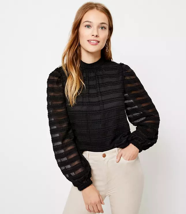 Clip Mixed Media Blouse | LOFT