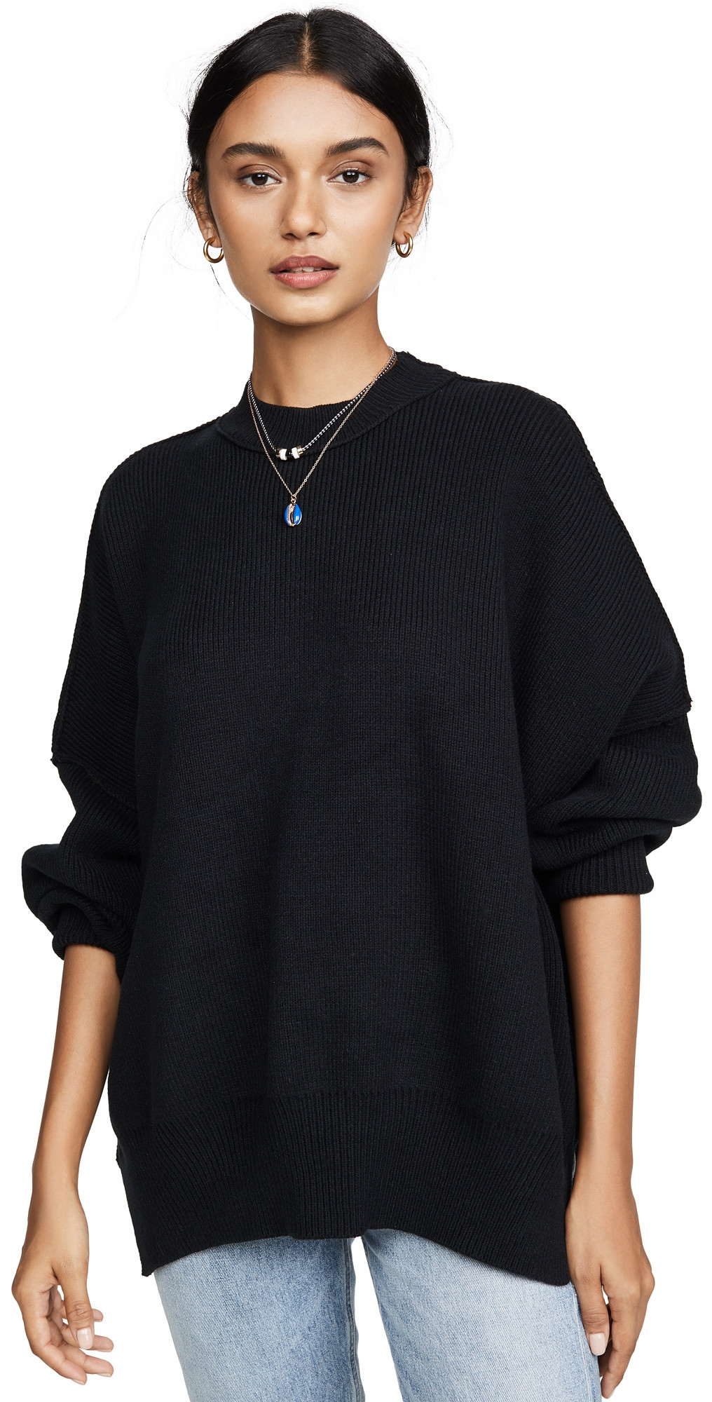 Free People Easy Street Tunic Sweater Black XL | Shopbop