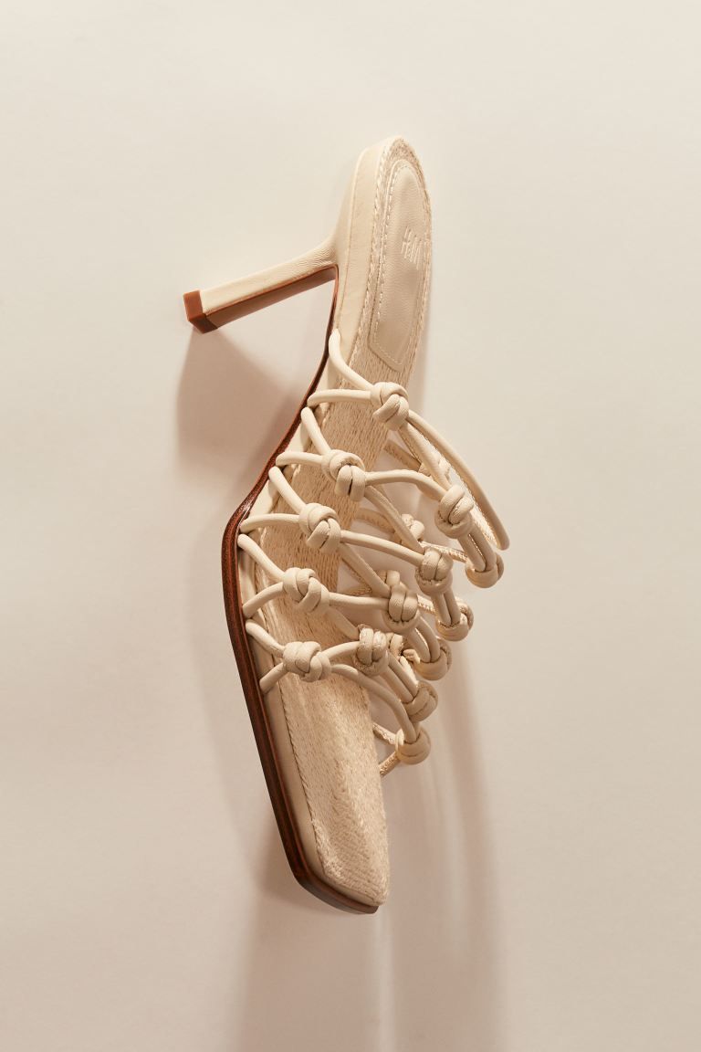 Knot-detail Heeled Sandals - High heel - Light beige - Ladies | H&M US | H&M (US + CA)