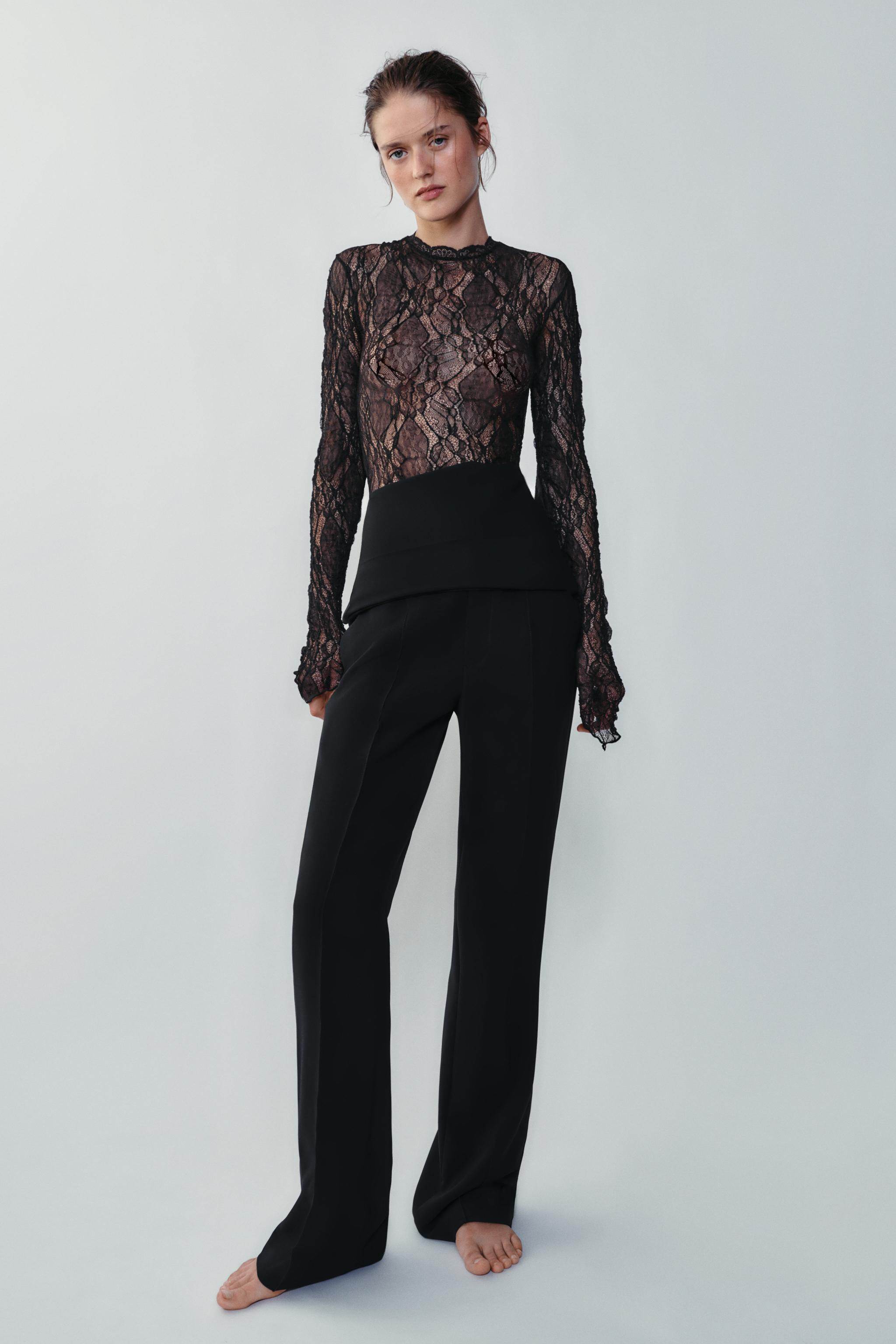LONG SLEEVE LACE BODYSUIT | Zara US