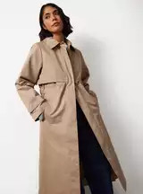 ELLE Pine Cotton Trench Coat M | Tu Clothing