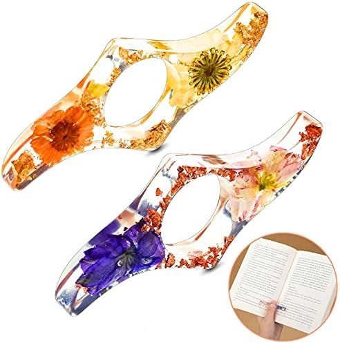 2 Pieces Dried Flower Resin Book Page Holder Transparent Thumb Ring Page Holder Handmade Personal... | Amazon (US)