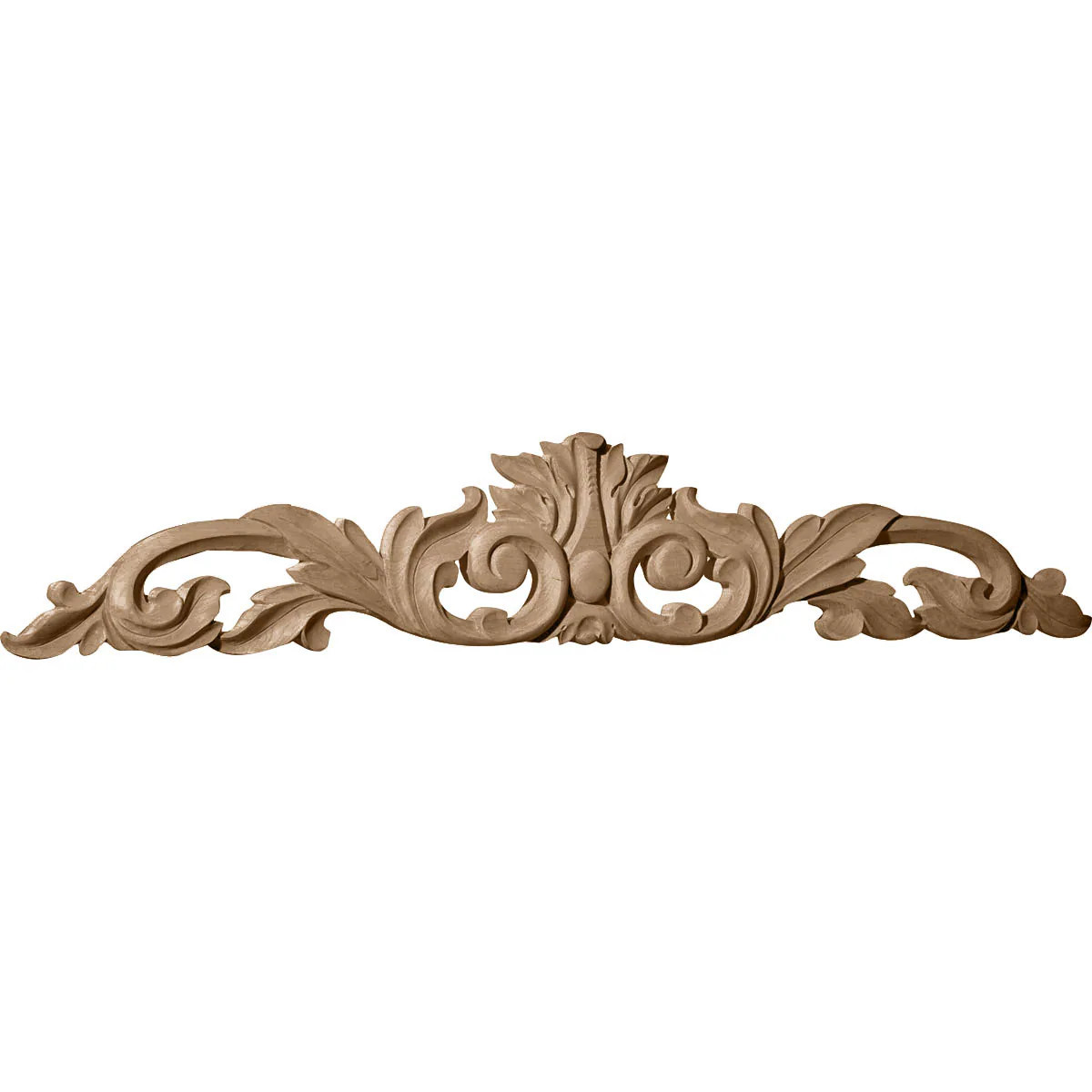 Ekena Millwork Leaf with Scrolls 12.25-in W x 3.25-in H Unfinished Lindenwood Applique one_size in Brown | ONL12X03X01LFLW | Lowe's