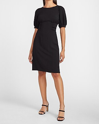 Cinched Waist Puff Sleeve Sheath Dress | Express