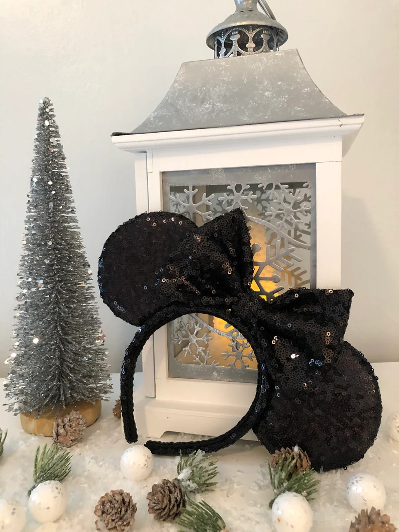 Nightmare Before Christmas Minnie Inspired Mouse Ears, Halloween Minnie Ears, Halloween Mickey Ea... | Etsy (US)