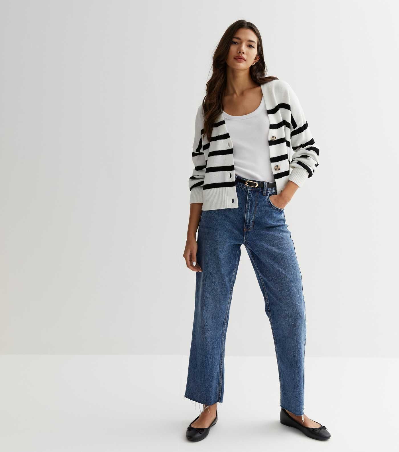 White Stripe Knit Cardigan
						
						Add to Saved Items
						Remove from Saved Items | New Look (UK)