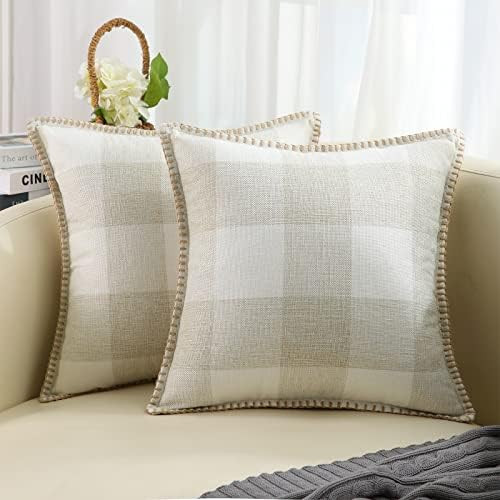 decorUhome Set of 2 Buffalo Plaid Check Throw Pillow Covers Farmhouse Decorative Pillow Cases for Be | Amazon (US)