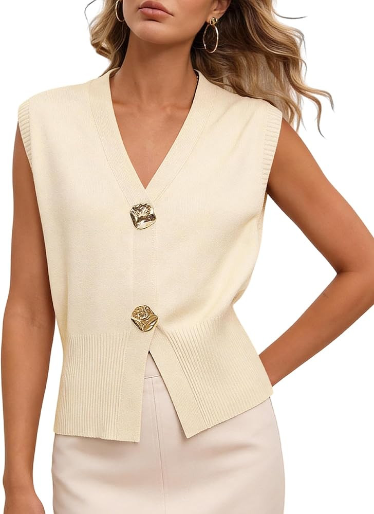 Sweaters for Women V Neck Lightweight Cropped Sweater Ribbed Knit Pullover Cute Tops Spring Summe... | Amazon (US)