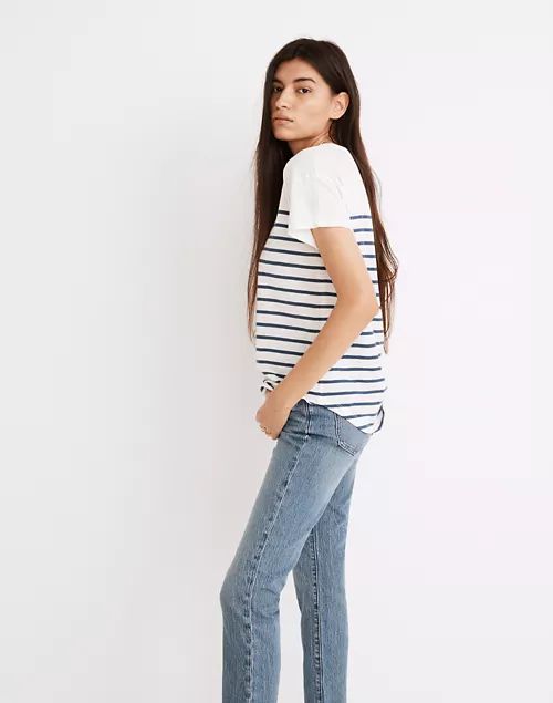 Whisper Cotton Rib-Crewneck Tee in Nautical Stripe | Madewell