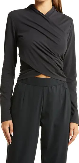 Zella Wrap Long Sleeve Pima Blend Tee | Nordstrom | Nordstrom