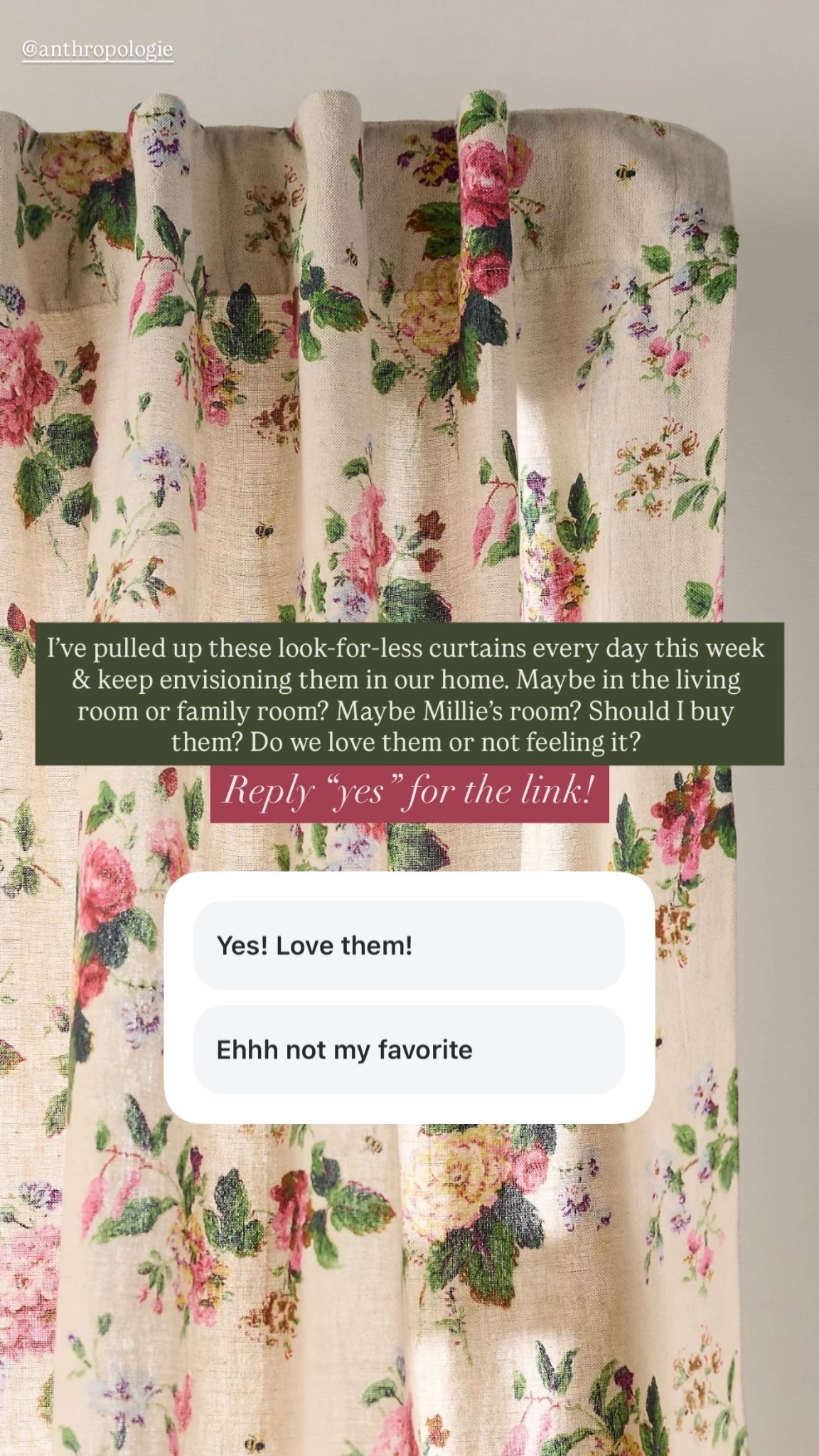 Love these floral curtains! Such a great look for less for a living room, dining room, family room, or bedroom.

Anthropologie, home decor, pinch pleat curtains 

#LTKHome