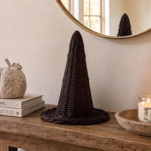 My Texas House Rattan Witch Hat Tabletop Decoration, Black, 11.6" | Walmart (US)
