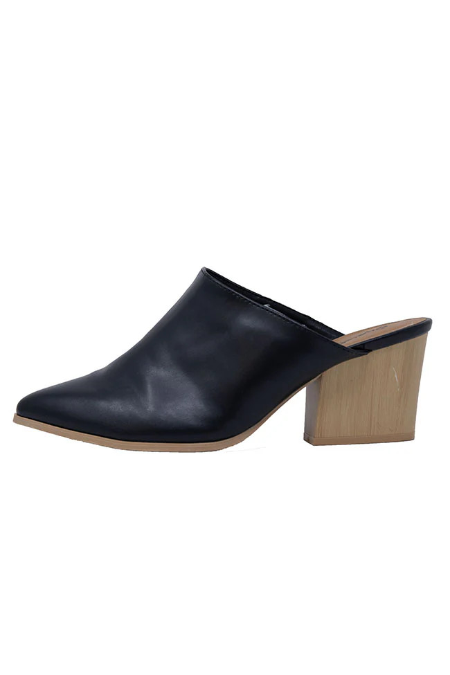 Madison Black Pointed Toe Heeled Mules | Pink Lily