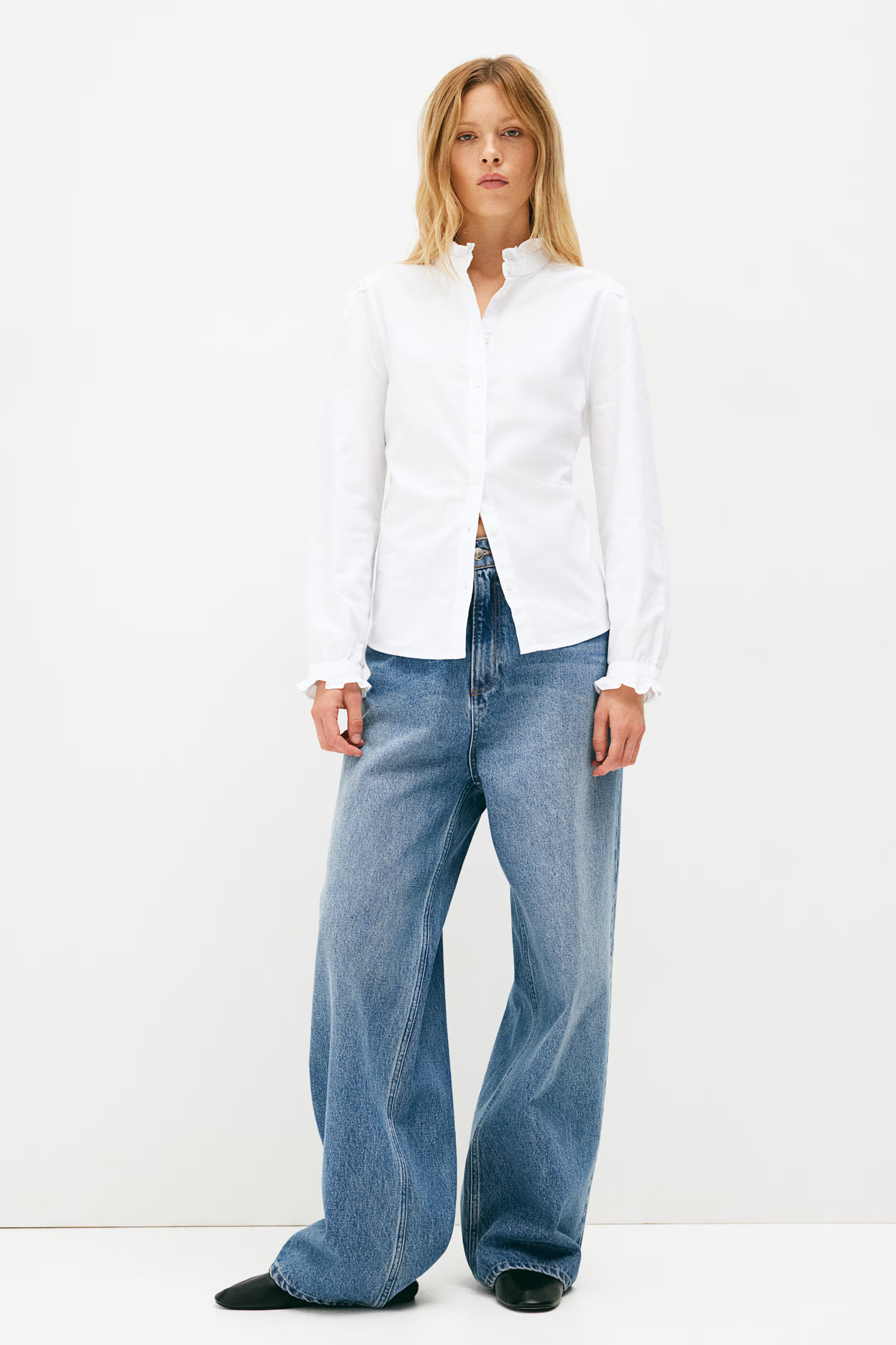 Frill-trimmed Oxford blouse | H&M (UK, MY, IN, SG, PH, TW, HK)