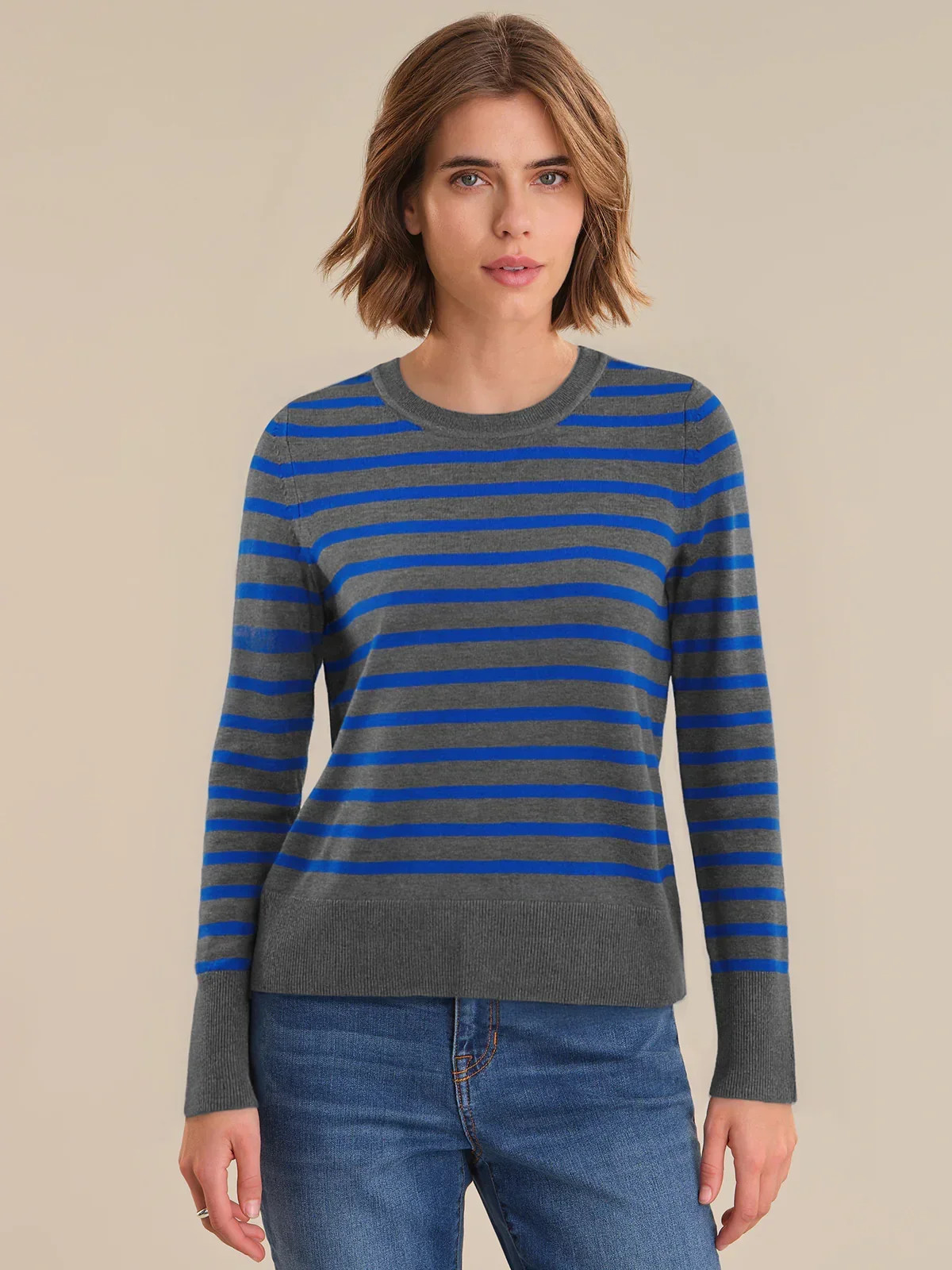 89th & Madison Stripe Crewneck Long Sleeve Pullover | 89th + Madison
