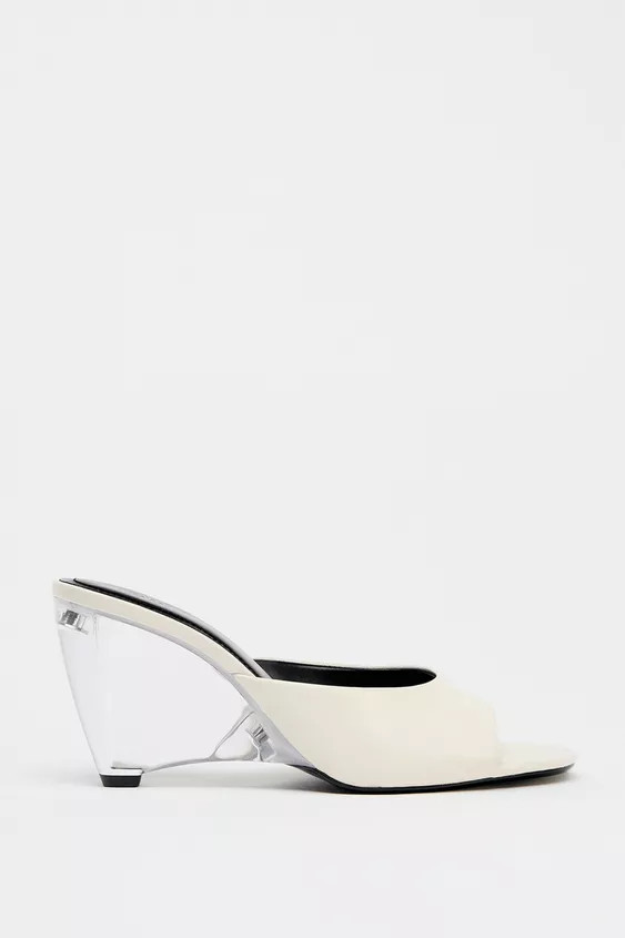 TRANSPARENT WEDGE LEATHER MULES | Zara US