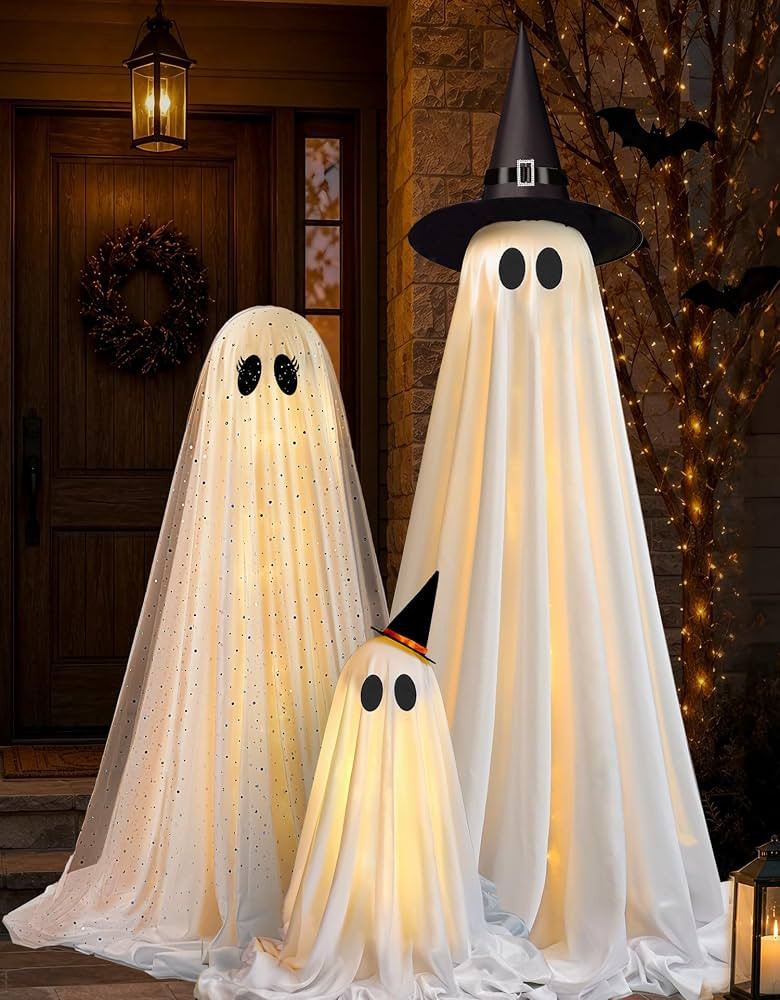 Halloween Decorations Indoor - Set of 3 Light Up Ghosts with Timer Remote | Amazon (US)