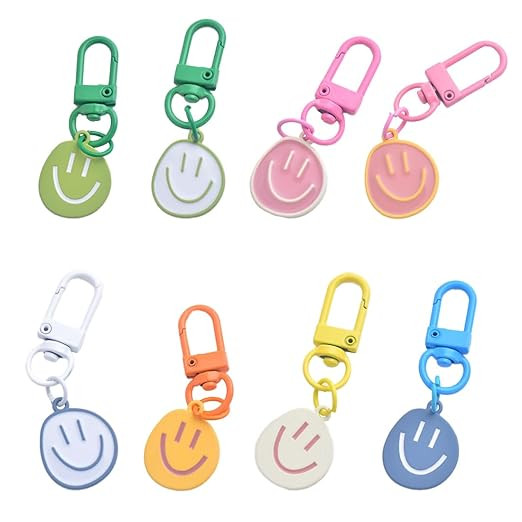 8 Pieces Smiling Face Key Fob Enamel Expression Key Ring Gold Alloy Key Ring with Smiling Pendant... | Amazon (DE)