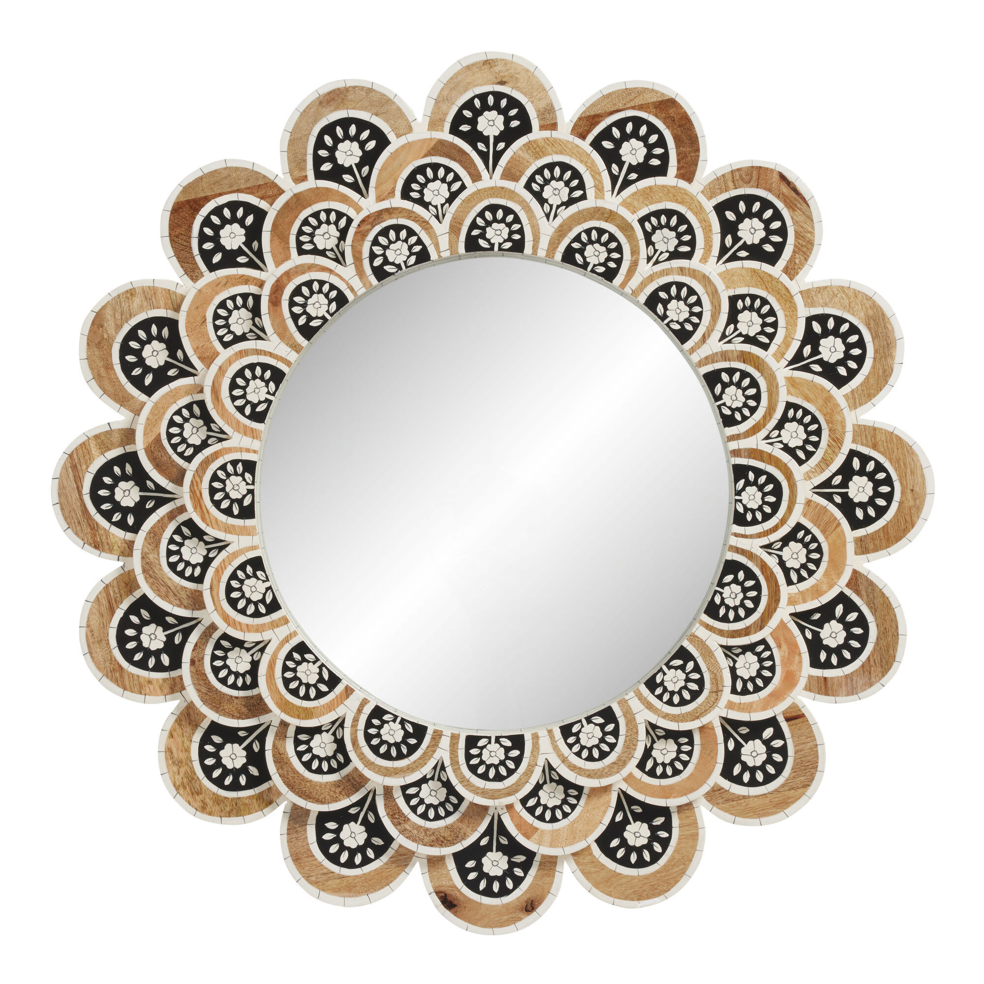 Nali Round Hand Painted Floral Wall Mirror | World Market