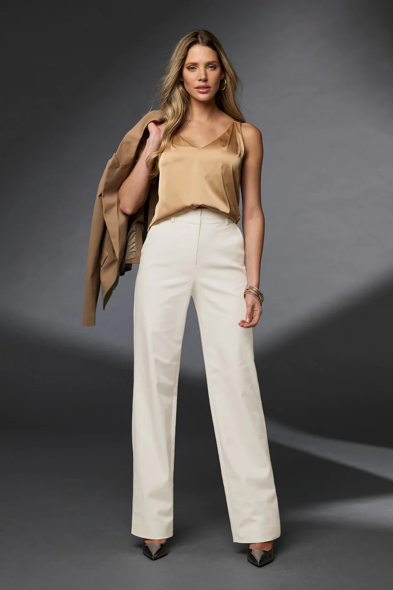 Malibu Modern High-Waist Wide-Leg Pant Ivory | Boston Proper