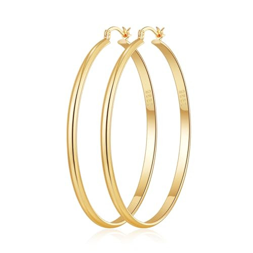 OOOPEL Gold Hoop Earrings For Women Large Gold Hoop Earrings Lightweight Big golden Hoop Earrings For Women | Amazon (US)