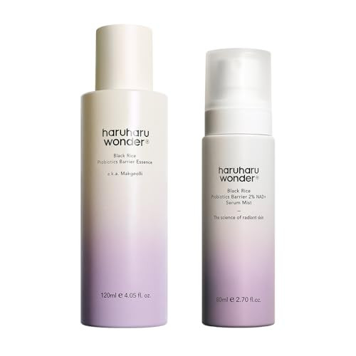haruharu Wonder Black Rice Probiotics Hydration Boost Duo, Barrier Essence & 2% NAD+ Serum Mist, Skin Flooding Duo for Glowy Skin | Amazon (US)