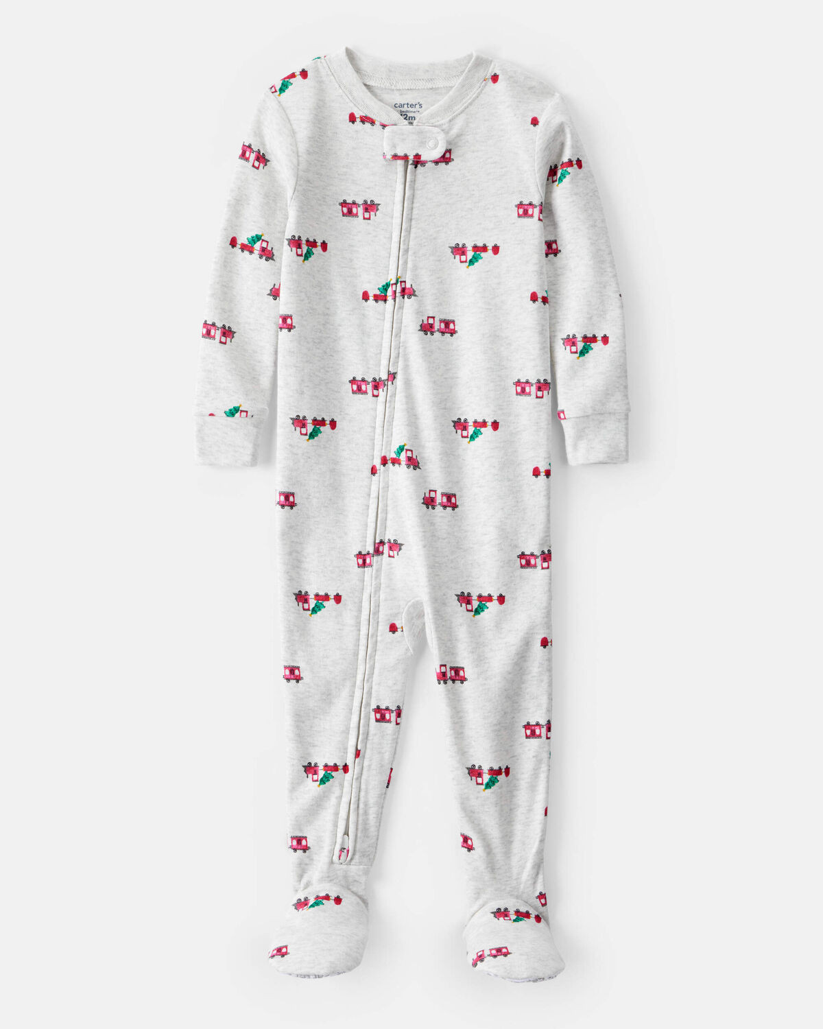 Toddler Boy Train Cotton Long-Sleeve Snug Fit 1-Piece Pajamas - Grey | Carter's Inc