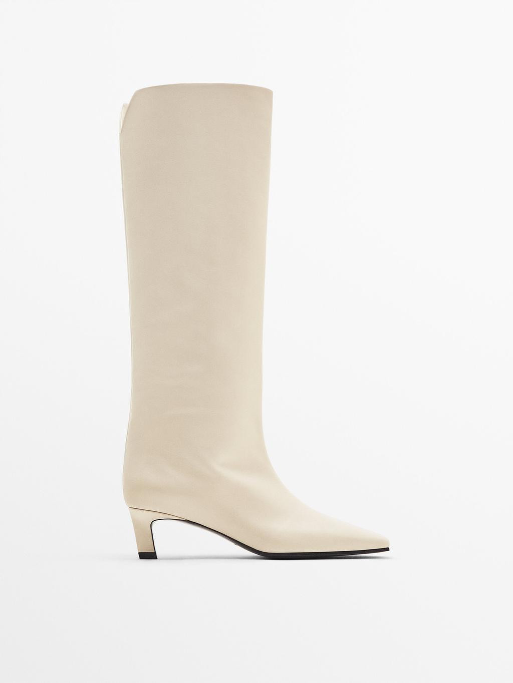 Heeled leather boots | Massimo Dutti US