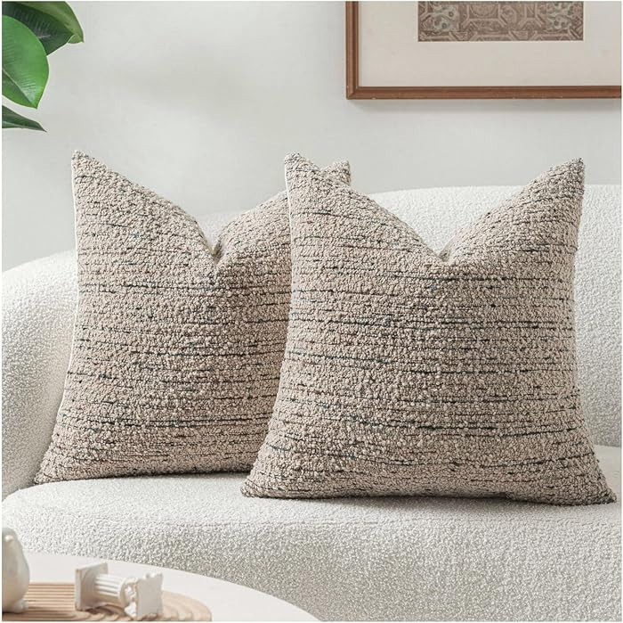 Zealax Textured Boucle Pillow Covers 20x20 Neutral Throw Decorative Pillow Covers for Bed Couch, ... | Amazon (US)