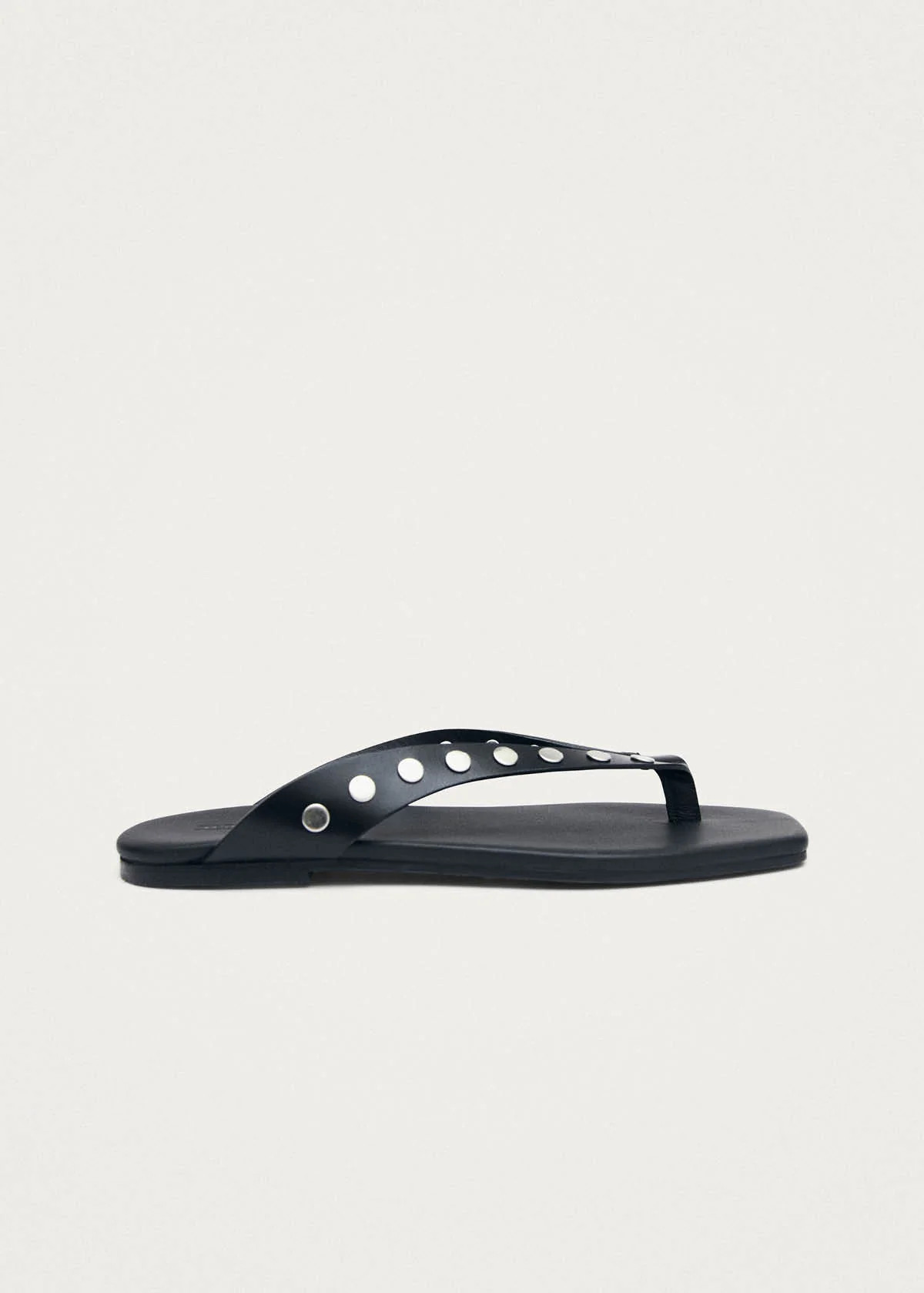 Ola Studs Black Leather Sandals | ALOHAS (Global)