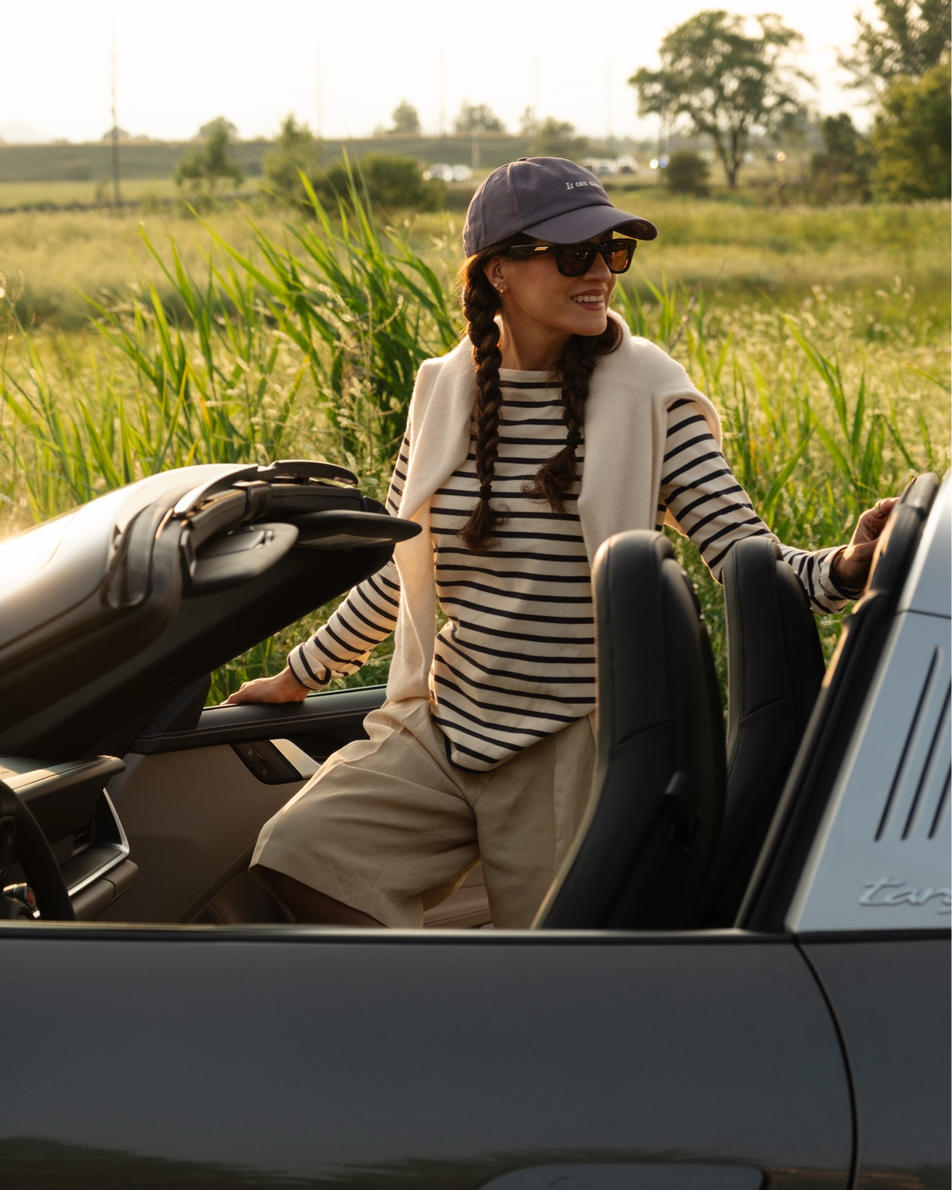 Outfit idea | Summer stripes, Bermuda shorts, cashmere knit worn over the shoulders and Creed’s Wild Vetiver.

#LTKsummer #LTKbeauty #LTKsale