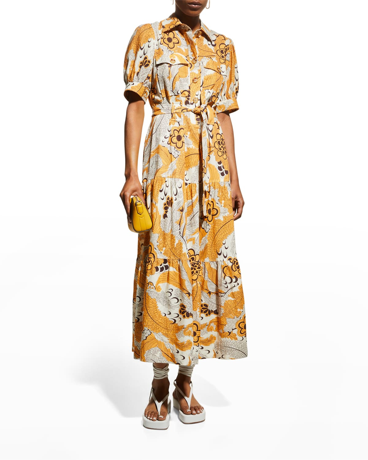 Buffy Floral Button-Front Tiered Maxi Dress | Neiman Marcus