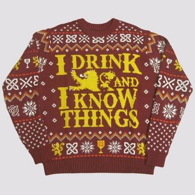 Men's Game of Thrones Drink Ugly Holiday Sweater - Maroon | Target