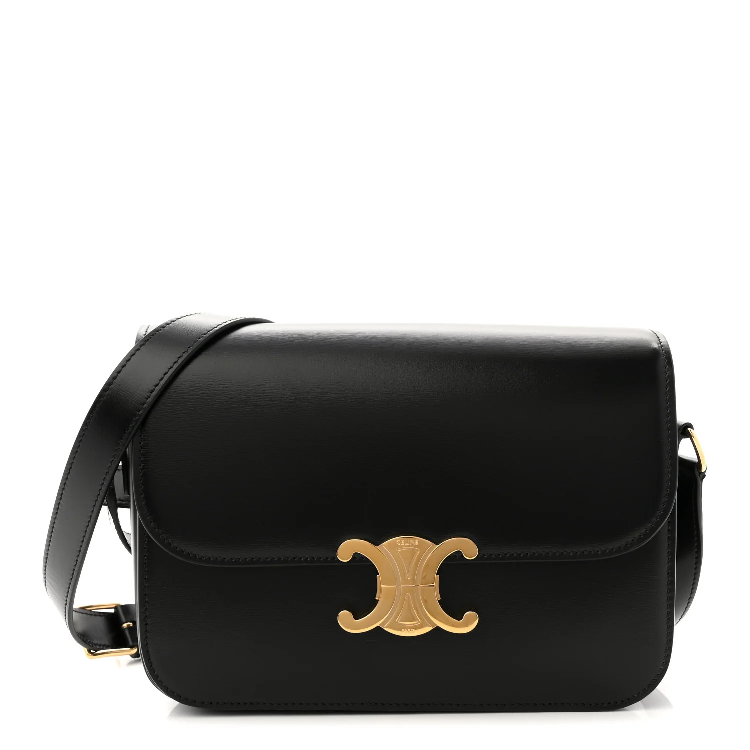 Shiny Calfskin Medium Triomphe Black | FASHIONPHILE (US)