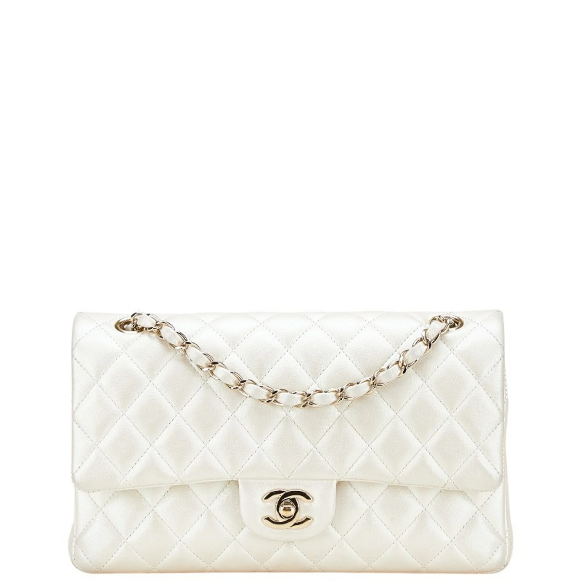 Pre-Owned CHANEL Matelasse 25 Coco Mark Double Flap Chain Shoulder Bag Handbag White... (Good) | Walmart (US)