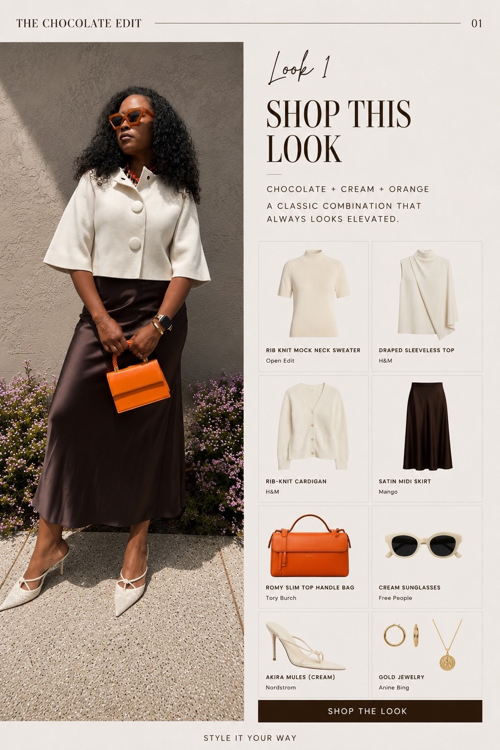 Chocolate + Cream + Orange 🤎🧡 One of my favorite color combinations this season. Chocolate brown is replacing black as my go-to neutral because it feels softer, richer, and just as elevated. Pair it with cream and finish the look with one bold accessory, like this orange handbag, for an outfit that feels polished without trying too hard. Whether you’re headed to brunch, a gallery, dinner, or a coffee meeting, this color combination instantly makes you look put together. Everything in this look is linked below.

#LTKootd #LTKTravel #LTKWorkwear