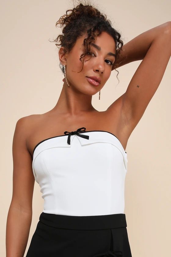 Harmonious Style White Strapless Bow Bodysuit | Lulus