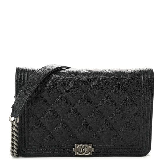 Caviar Quilted Boy Wallet On Chain WOC Black | FASHIONPHILE (US)