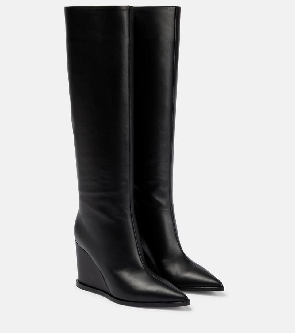 Leather wedge knee-high boots | Mytheresa (UK)