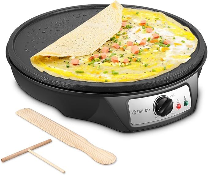 Electric Crepe Maker, iSiLER Nonstick Electric Pancakes Maker Griddle, 12 inches Electric Crepe P... | Amazon (US)