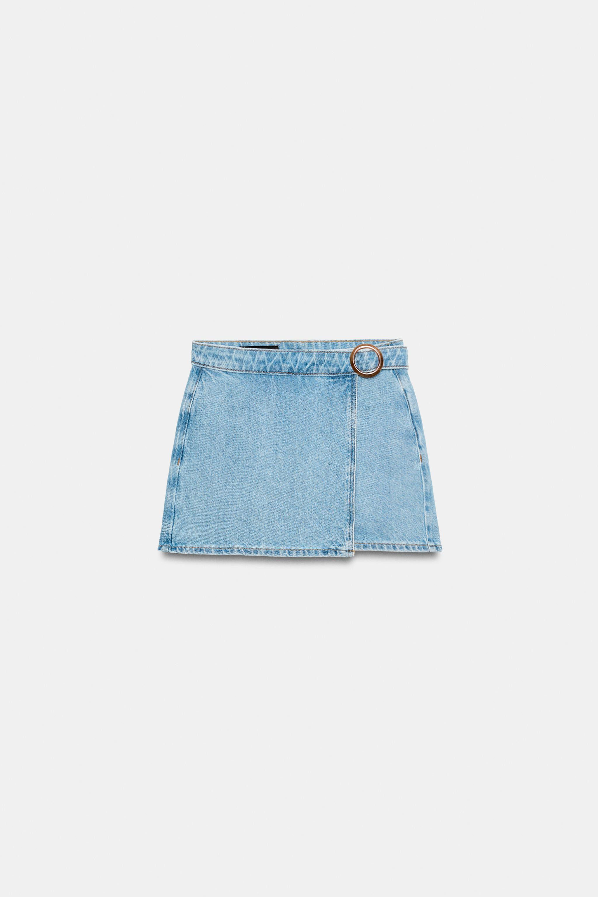 Z1975 WRAP DENIM SKORT WITH BUCKLE | Zara US
