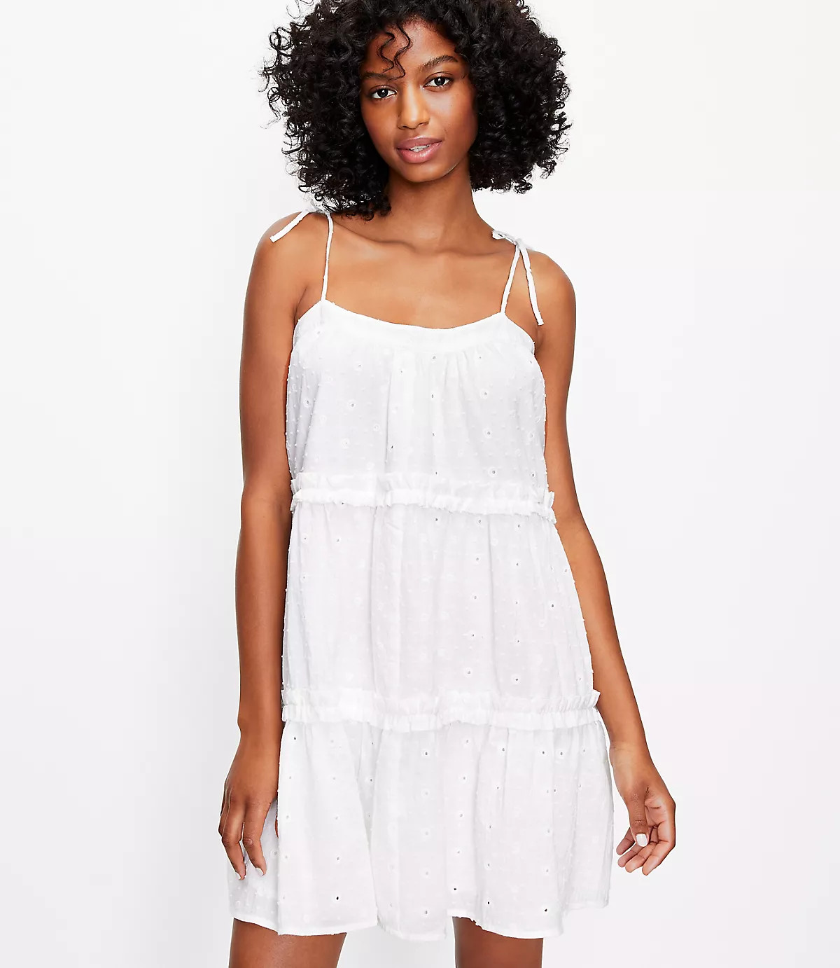 Clip Bow Strap Ruffle Swing Dress | LOFT | LOFT