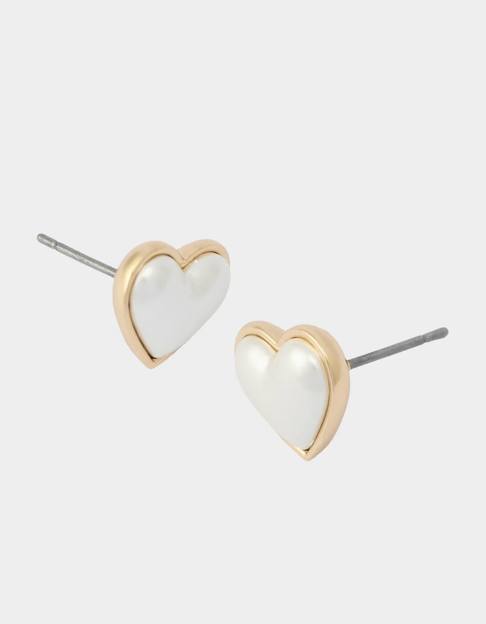 HEART STUD Pearl Gold Women's Earrings | Betsey Johnson