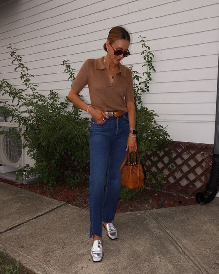 Rag and bone jeans and knit polo shirt (I love this top so much I’m already planning to wear w trousers!) silver loafers are the comfiest of them all!! All fit tts. 

#LTKshoecrush #LTKstyletip #LTKitbag