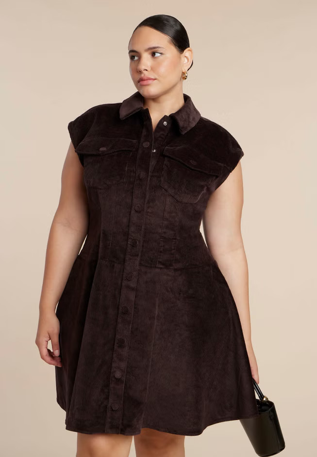 Corduroy Mini Dress | Eloquii