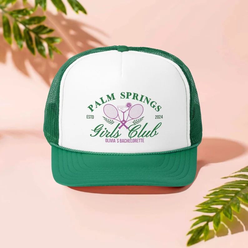 Palm Springs Tennis Bachelorette Trucker Hat, Tennis Girls Club, Custom Social Club Bachelorette ... | Etsy (US)
