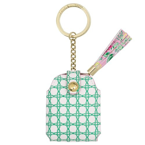 Lilly Pulitzer Wireless Earbud Case Faux Leather Bluetooth Headphones Travel Keychain Case, Spearmint Caning | Amazon (US)